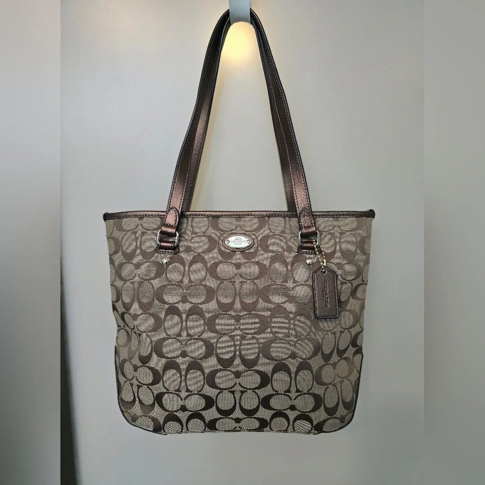 Coach Signature Canvas Brown Tote Bag